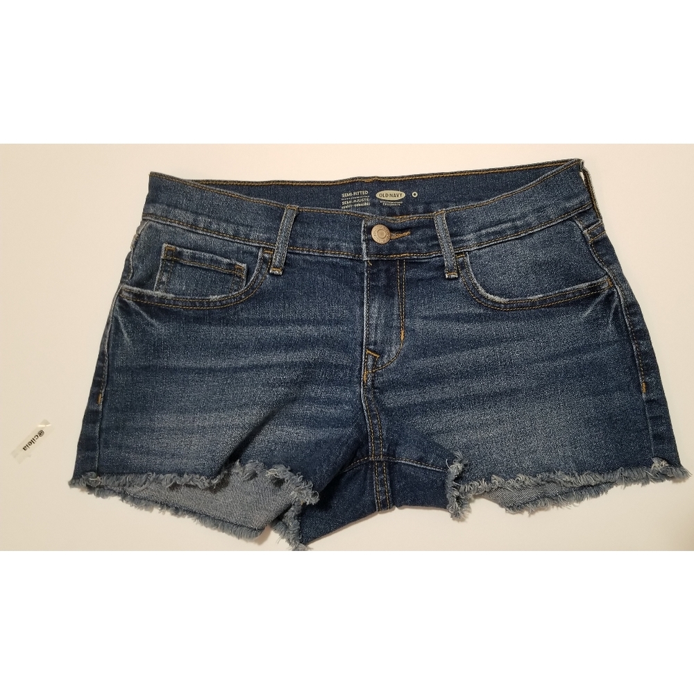 Old Navy Raw Hemline Mid-Rise Shorts Jeans, 0 - Picture 1 of 2